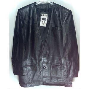Venee New York vintage black leather Jacket size Large